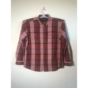 Prana Flannel Shirt Mens Size 2XL Brick Red‎ Plaid
